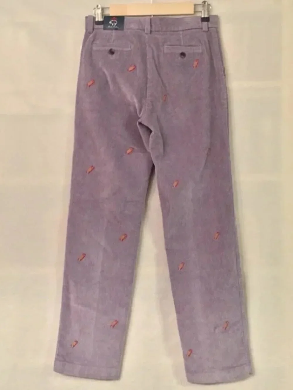 NWT Brooks Brothers grey cotton embroidered sled winter corduroy pants
